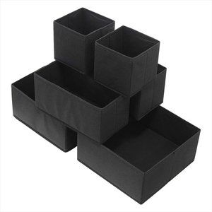 Set of 4 Black Canvas Storage Bins NEW
